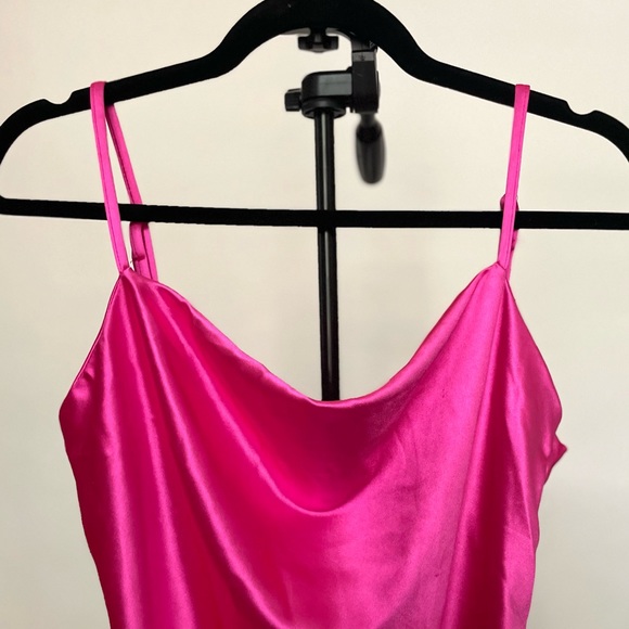 **Never Worn**Spaghetti Strap BARBIECORE Satin Midi Cocktail Dress-Rose | Small - Picture 7 of 11